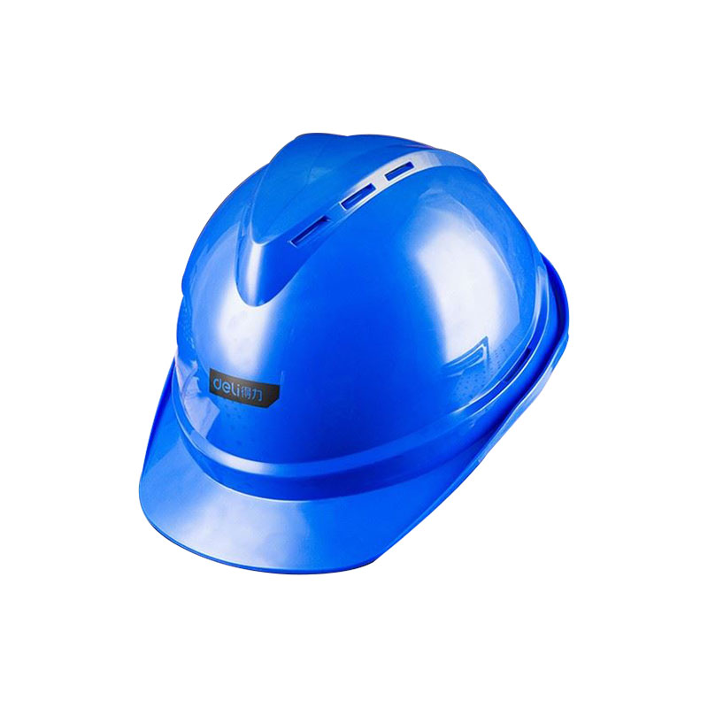 DELI/得力 得力国标工地安全帽透气加厚建筑工程电工施工头帽领导头盔男安全 蓝色安全帽/高强度 耐磨损 得力（deli）安全帽