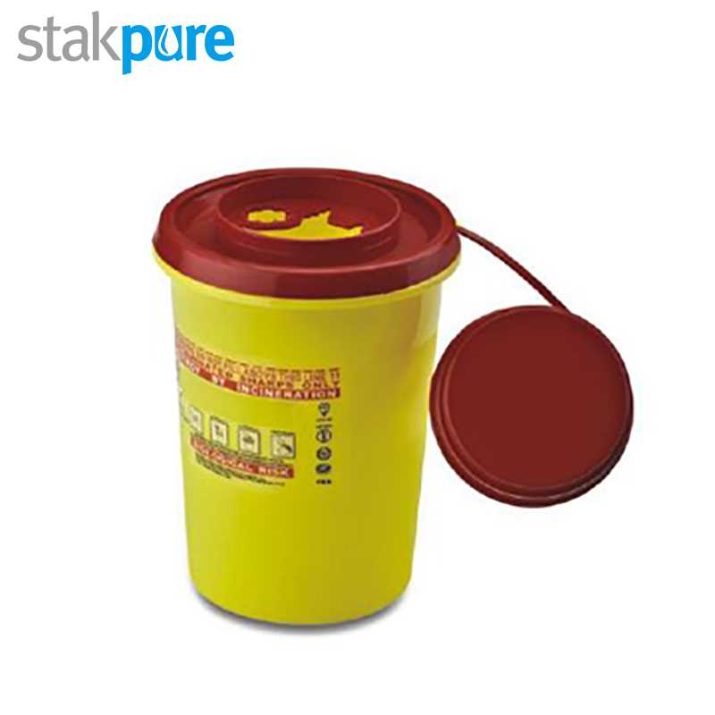SR5T347 stakpure/斯塔克普尔 SR5T347 D32465 医疗废物利器盒一次性黄色医用针筒锐器诊所用圆形方形针头垃圾桶 9.5*7.5*13.5cm