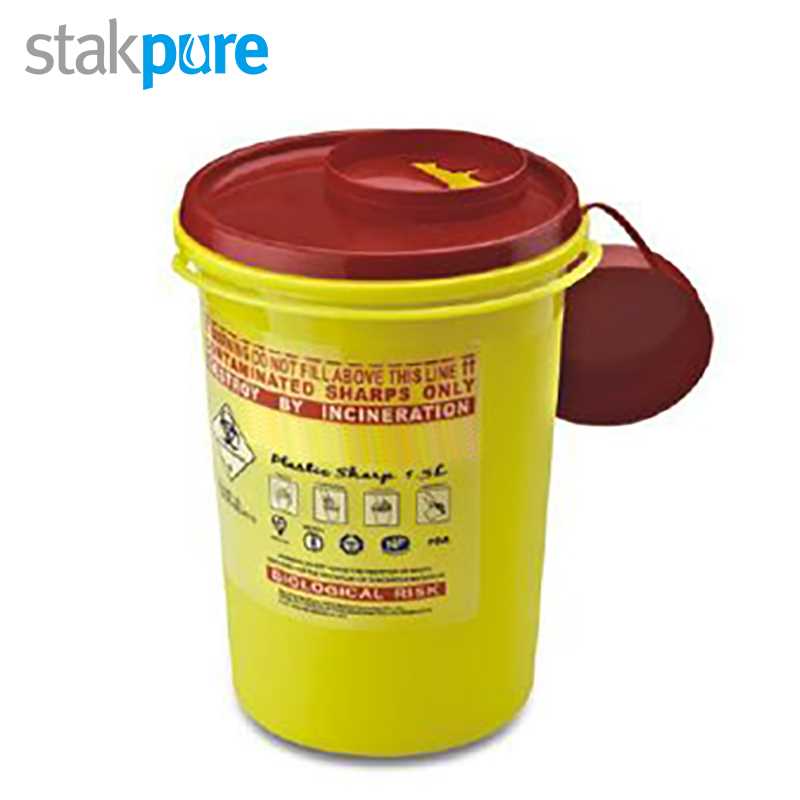 stakpure/斯塔克普尔 stakpure/斯塔克普尔 SR5T349 D32467 医疗废物利器盒一次性黄色医用针筒锐器诊所用圆形方形针头垃圾桶 14*11*15cm SR5T349