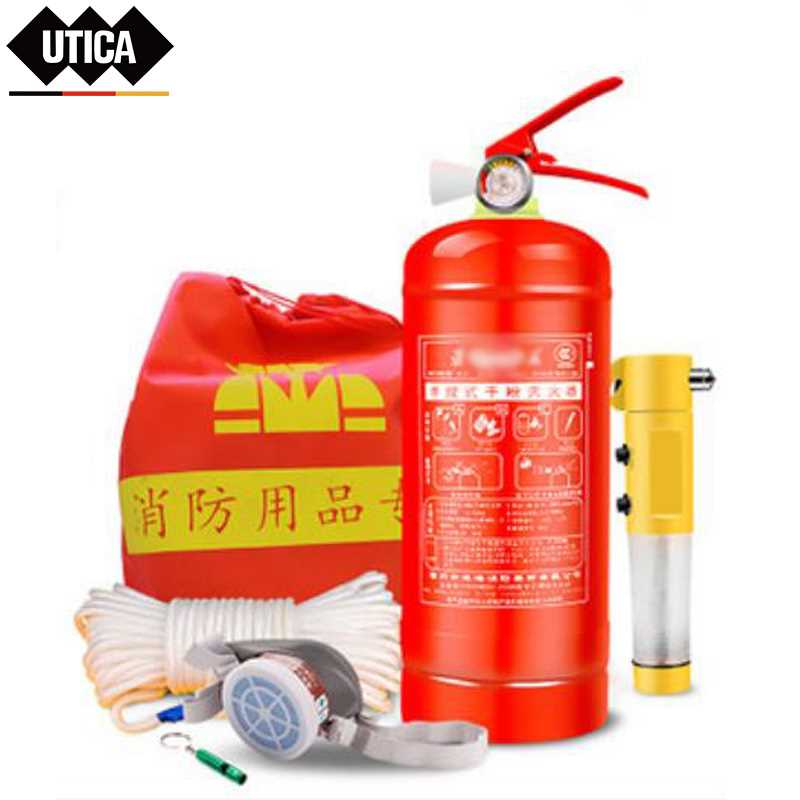 UTICA/优迪佧 UTICA/优迪佧 UT119-100-724 J14165 3kg消防四件套实用款(3kg灭火器、多功能手电、8×20安全绳、消防用品专用袋、彩色口罩、防毒口罩) UT119-100-724