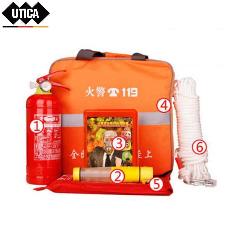 UT119-100-752 UTICA/优迪佧 UT119-100-752 J14193 消防应急6件套(灭火器、安全锤、消防面具、灭火毯、消防应急包、安全绳)